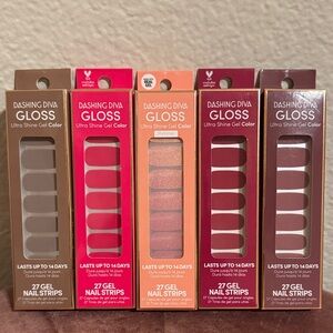 Dashing Diva Gloss Gel Nail Strips Set - Gray, Pink, Orange, Brown